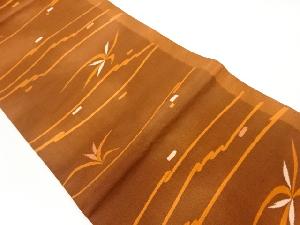 葉に線模様織出し名古屋帯